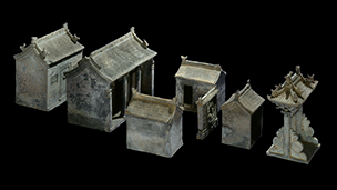Earthenware funerary model of a house complex, China, Ming dynasty, c.1450-1500. BM 1937,0716.6.c